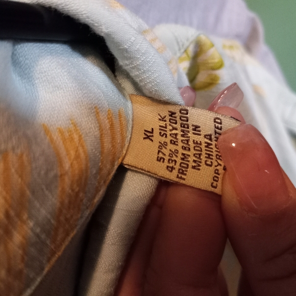 Tommy Bahama Traditional Fit Leaf Novelty 57% Silk Vacation Beach Shirt Blue XL - Picture 4 of 9